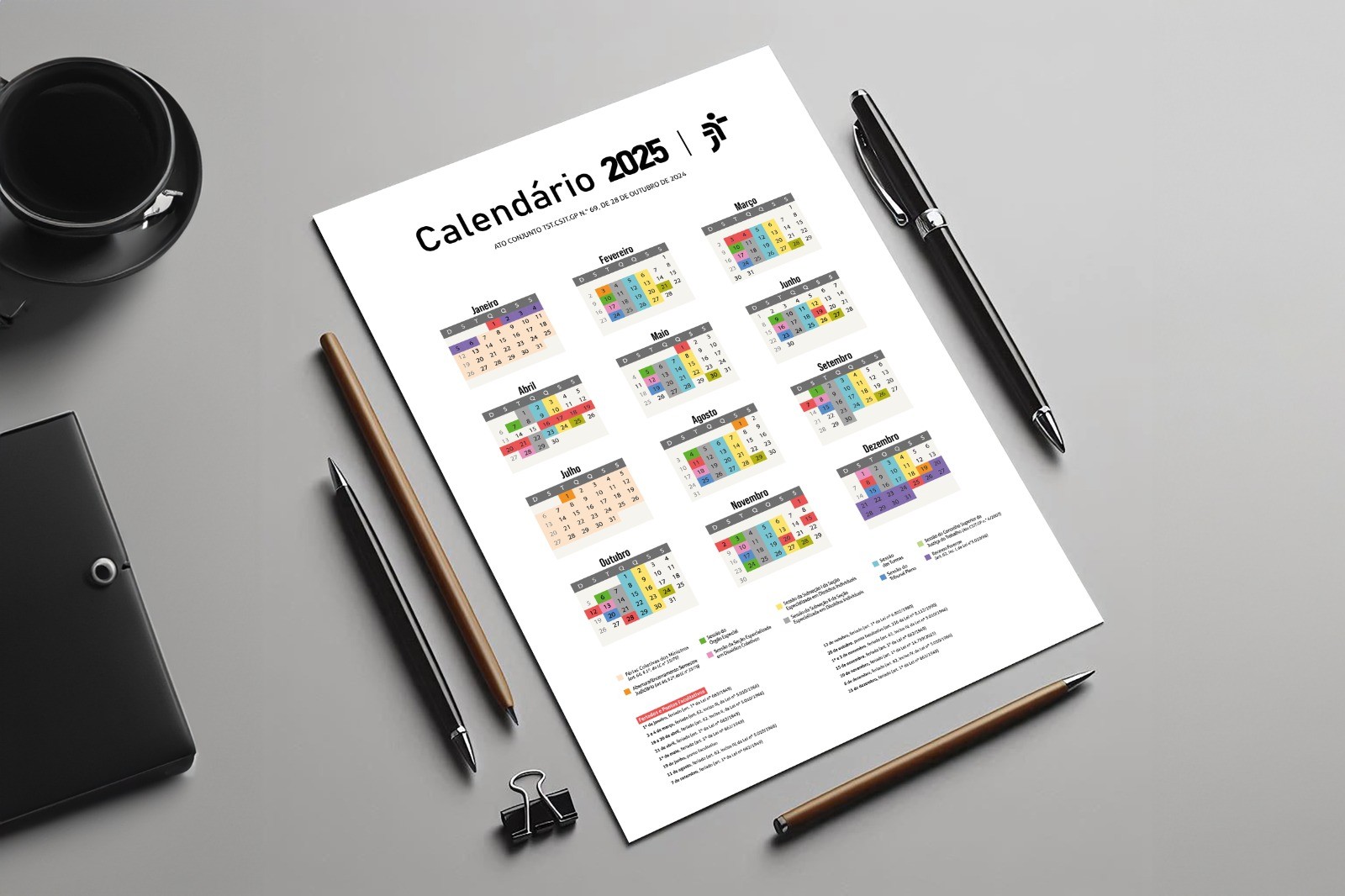 TST atualiza calendário oficial de 2025. TST atualiza calendário oficial de 2025.